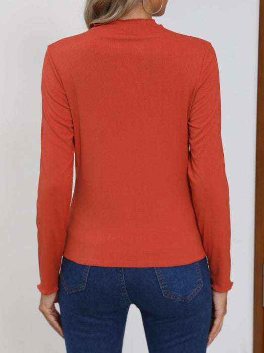 Mock Neck Long Sleeve T-Shirt - Trendsi