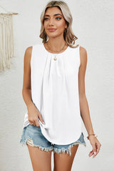 Ruched Round Neck Tank Trendsi