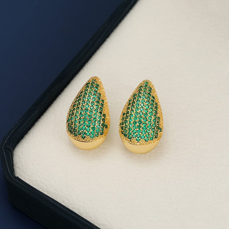 18K Gold-Plated Zircon Teardrop Earring - Trendsi