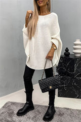 Round Neck Batwing Sleeve Sweater - Trendsi