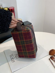 Contrast Plaid Clutch with Zipper - Trendsi