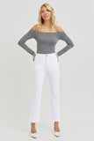 RISEN Full Size Tummy Control Elastic Band High Rise Crop Straight Jeans - Trendsi