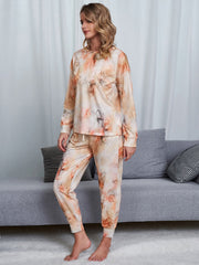 Tie-Dye Round Neck Top and Pants Lounge Set - Flyclothing LLC