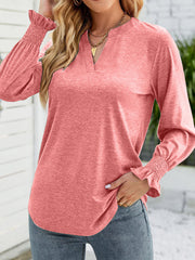 Full Size Notched Long Sleeve T-Shirt