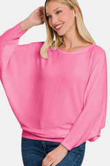 Zenana Ribbed Round Neck Long Sleeve Top - Flyclothing LLC