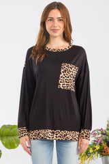 Celeste Full Size Leopard Round Neck Dropped Shoulder T-Shirt - Trendsi