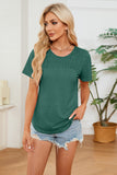 Ruched Round Neck Short Sleeve T-Shirt Trendsi