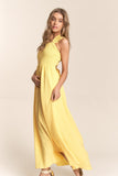 J.NNA Texture Crisscross Back Tie Smocked Maxi Dress Trendsi