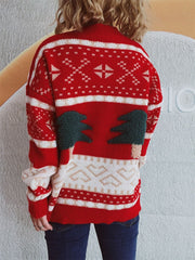 Christmas Tree Mock Neck Long Sleeve Sweater - Trendsi