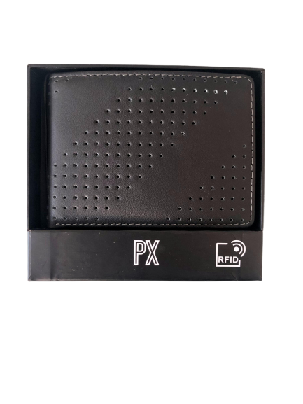 Gus Leather Diagonal Perforated Bifold Wallet - Flyclothing LLC