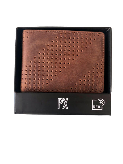 Gus Leather Diagonal Perforated Bifold Wallet - Flyclothing LLC