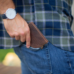 Gus Leather Diagonal Perforated Bifold Wallet - Flyclothing LLC