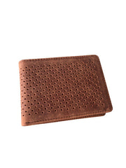 Kyle Leather Perforated Bifold Wallet - Flyclothing LLC