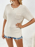 Round Neck Half Sleeve Knit Top - Flyclothing LLC