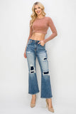 Risen Full Size High Rise Distressed Ankle Flare Jeans - Trendsi