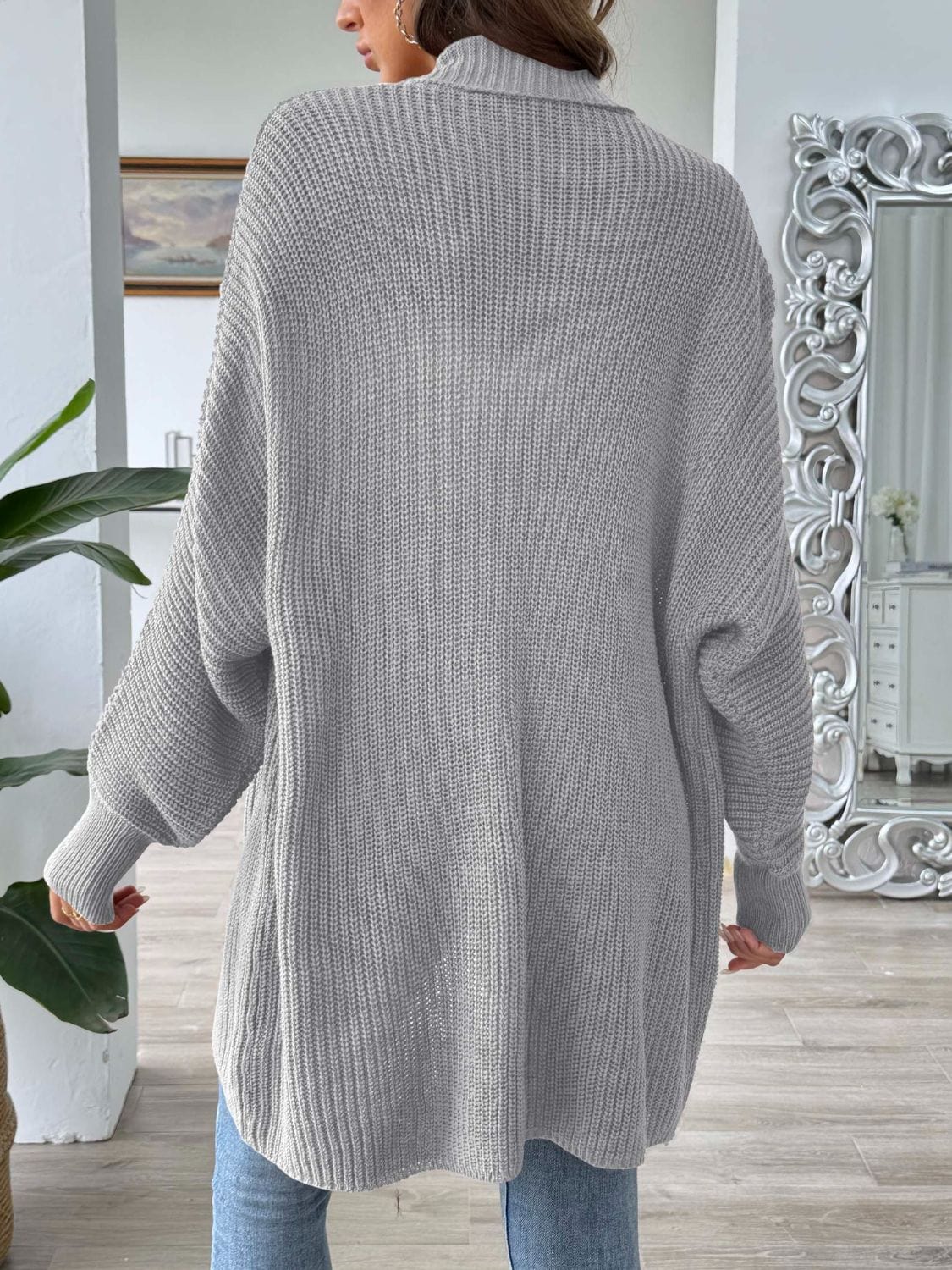 Open Front Long Sleeve Cardigan - Trendsi