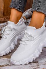 Mesh Lace-Up Round Toe Athletic - Trendsi