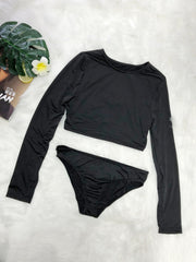 Round Neck Long Sleeve Top and Brief Swim Set Trendsi