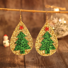 PU Leather Christmas Tree Earrings - Trendsi