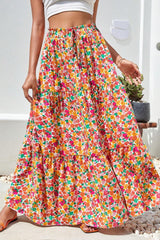 Printed Elastic Waist Maxi Skirt Trendsi