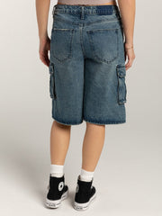 Mid-Rise Waist Denim Shorts with Pockets - Trendsi