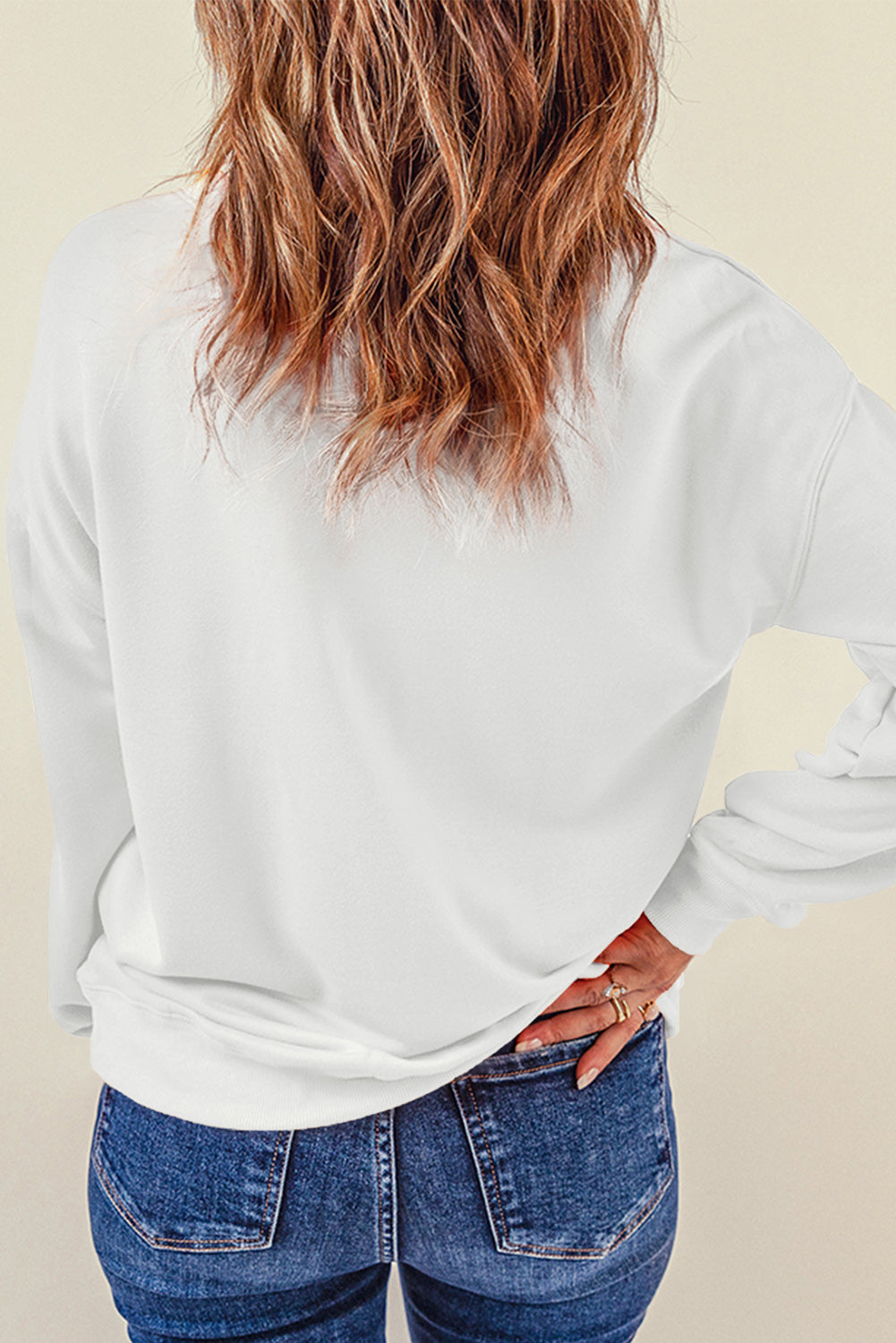 Round Neck Dropped Shoulder Sweatshirt - Flyclothing LLC