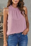 Frill Swiss Dot Round Neck Tank - Flyclothing LLC