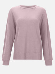 Side Slit Round Neck Long Sleeve T-Shirt