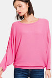 Zenana Ribbed Round Neck Long Sleeve Top - Flyclothing LLC