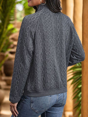 Textured Quarter Snap Long Sleeve Sweatshirt