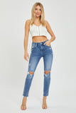 Risen Full Size High Rise Knee Distressed Skinny Jeans - Trendsi