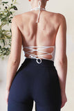 Backless Lace-Up Halter Neck Cami - Flyclothing LLC