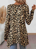 Leopard Round Neck Long Sleeve T-Shirt - Trendsi