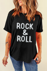 Letter Graphic Round Neck Short Sleeve T-Shirt Trendsi