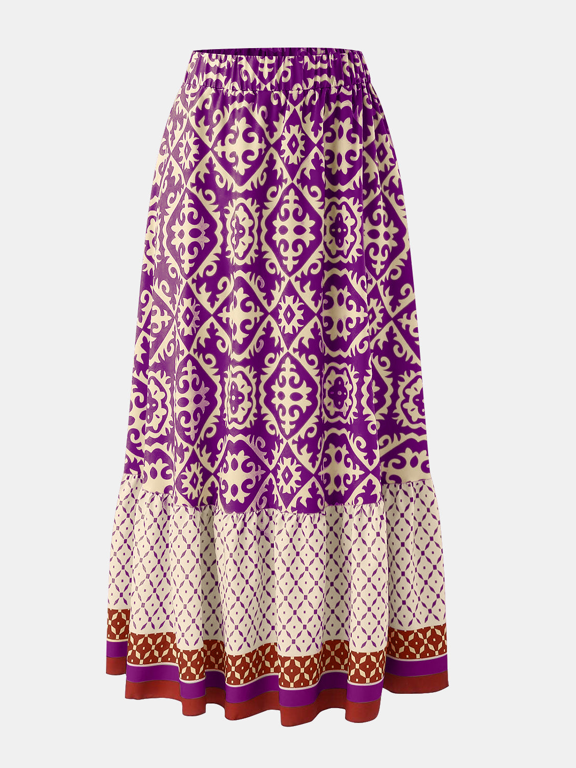 Geometric Elastic Waist Maxi Skirt Trendsi