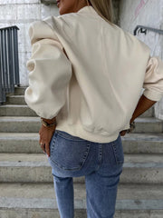 Baseball Collar Dropped Shoulder Jacket - Trendsi