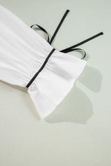 Ribbon Bowtie Collared Neck Flounce Sleeve Shirt