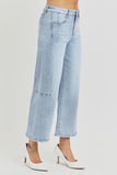 RISEN Full Size High Rise Seamed Detail Wide Leg Crop Jeans - Trendsi