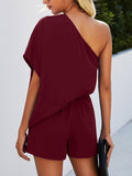 Single Shoulder Batwing Sleeve Romper - Flyclothing LLC