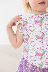 SALE Rainbow Kitties S/S Ruffle Tee