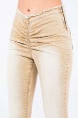 American Bazi V-Cut Ruched Flare Pants - Trendsi