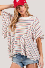 SAGE + FIG Full Size Round Neck Stripe Top Trendsi