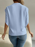 V-Neck Short Sleeve Blouse - Flyclothing LLC