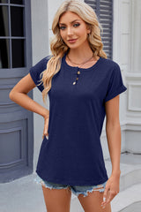 Round Neck Short Sleeve T-Shirt Trendsi