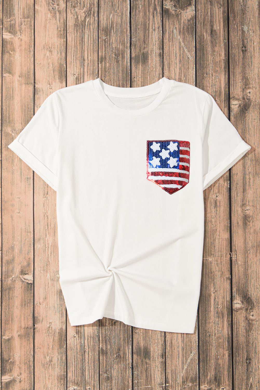 US Flag Round Neck Short Sleeve T-Shirt