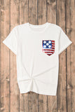 US Flag Round Neck Short Sleeve T-Shirt Trendsi