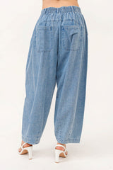 And The Why Elastic Back Pleated Baggy Jeans