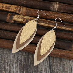 PU Leather Leaf Shape Earrings - Trendsi