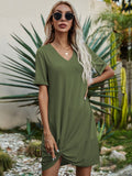 V-Neck Short Sleeve Mini Dress - Flyclothing LLC