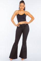 American Bazi High Waist Pull On Flare Jeans - Trendsi